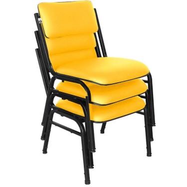 Imagem de Kit com 3 Cadeiras para Auditórios Linha Hotel Smart Amarelo