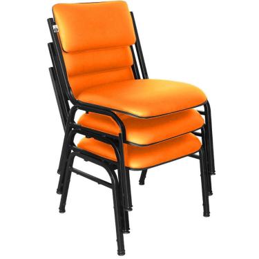 Imagem de Kit com 3 Cadeiras para Auditórios Linha Hotel Smart Laranja