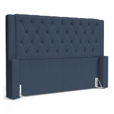 Imagem de Cabeceira Atena Para Cama Box King Size 195cm Capitonê Com Frame Linho Azul - Desk Design