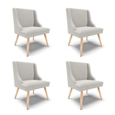 Imagem de Cadeira Sala De Jantar Pé Palito Natural Kit 4 Liz Bouclê Cinza D03 - D'rossi