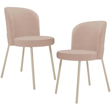 Imagem de Kit 02 Cadeiras para Sala de Jantar Cozinha Estofada Gavi Arena L02 Linho Rosê - Lyam Decor