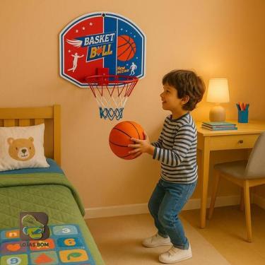 Imagem de Cesta de Basquete com Bola Infantil Tabela para Jogar Basquete Brincad