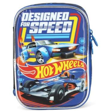Imagem de Estojo escolar box menino bolsinha porta lapis hot wheels - Luxcel, Az