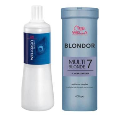 Imagem de Kit Wella Blondor Pó Descolorante 400g+oxigenada 30v 1000ml