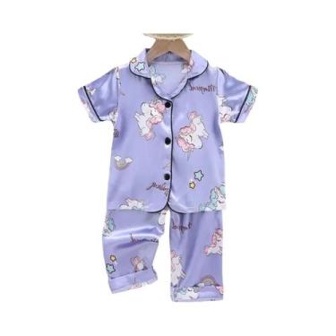 Imagem de Conjunto De Pijamas De Unicórnio Para Meninas E Meninos, Vestido De Se