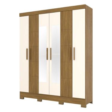 Imagem de Guarda Roupa Solteiro B73 Nature Off White Com Espelho - Briz Móveis