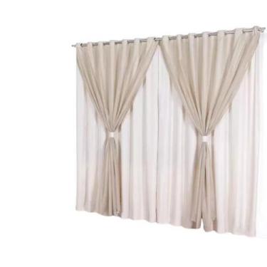 Imagem de Cortina oxford com voil 2,80x1,80 Para Trilho Suíço - Ludatex, Avelã