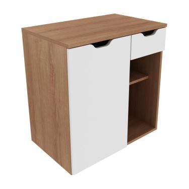 Imagem de Gabinete Banheiro 1 Porta 1 Gaveta 60Cm Multimóveis Vcr10085 Amêndoa/Branco Amêndoa/Branco