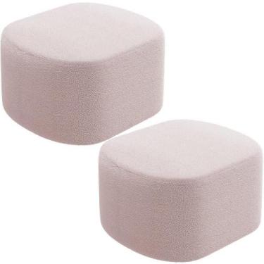 Imagem de Kit 2 Puffs Decorativos Orgânico Para Living Quarto 70cm Doha W01 Bouc