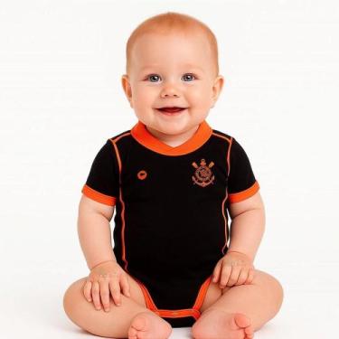 Imagem de Body Bebê Corinthians Preto Laranja Torcida Baby, Tam 1