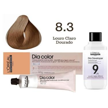 Imagem de Tonalizante Dia Color 8.3 Louro Claro Dourado + Emulsão Reveladora 9v 