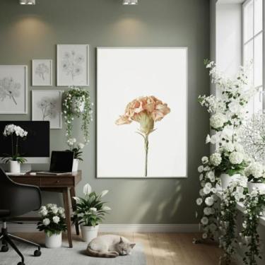 Imagem de Quadro Decor Cravo Flor Dos Deuses 70X50Cm Mold Branca - Quadros On-Li