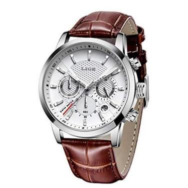 Imagem de Relógio Masculino Lige Quartz Casual Couro Elegante Moderno - Ar Varie