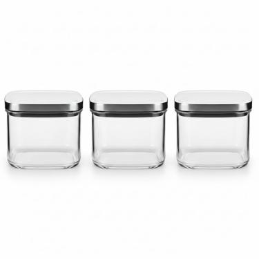 Imagem de Jogo 3 Potes Herméticos 850ml De Vidro Boro e Tampa Inox Casambiente