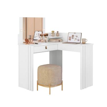 Imagem de Penteadeira Camarim De Canto Glow Com 1 Gaveta Espelho e LED