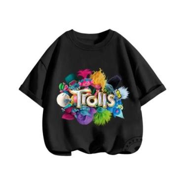 Imagem de Trolls Fashion Hip Hop Estampado Padrão Infantil Casual Manga Curta To
