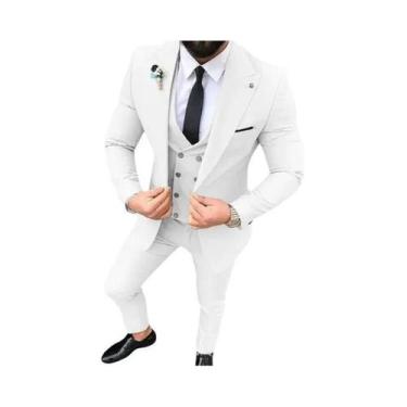 Imagem de Terno Slim Fit Masculino De 3 Peças: Jaqueta De Um Botão Com Lapela Po