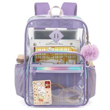 Imagem de Mochila transparente Mimfutu para escola, PVC transparente, lavanda