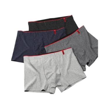 Imagem de Cuecas Boxer De Algodão Masculinas, Pacote Com 4, Alta Elasticidade, R