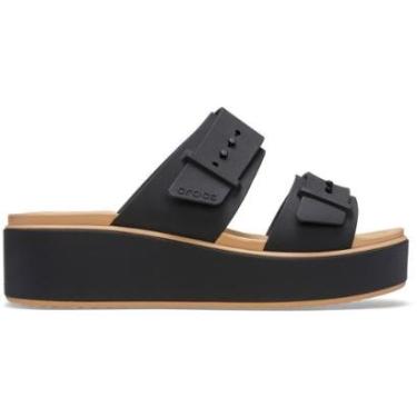 Imagem de Sandália Crocs Brooklyn Buckle Matte Wrap Low Wedge Black/Cashew-Unissex