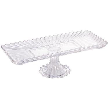 Imagem de Travessa retangular cristal de chumbo com pé geneva 30cm - Importado, 