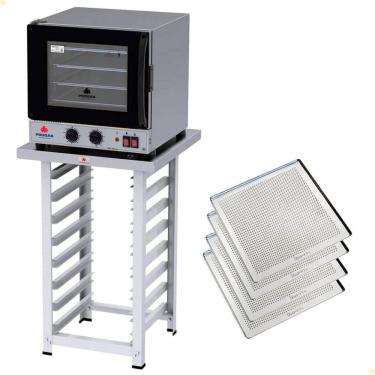 Imagem de Kit Forno Elétrico Progás Turbo Fast Oven 220V Com Mesa PRP-004 G2 E 4 Bandejas Imeca