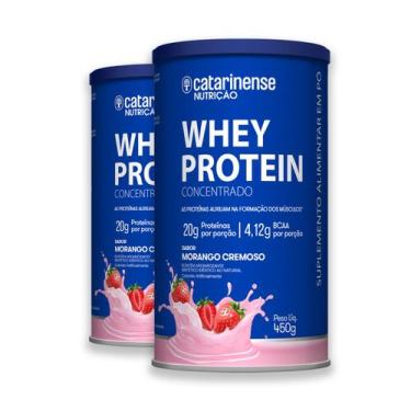 Imagem de Kit 2 Whey Protein Concentrado Catarinense 450g Morango, morango