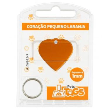Imagem de Plaquinha de Identificação Personalizada - Coração Laranja P - Pets Ta