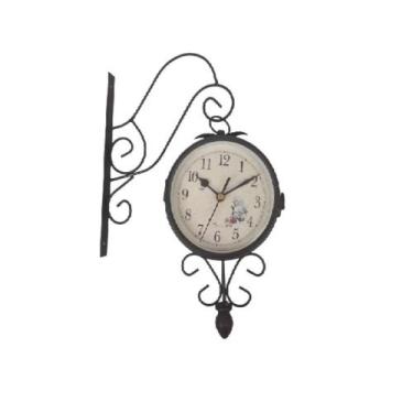 Imagem de Relogio de parede dupla face estacao ferroviaria decorativo vintage re