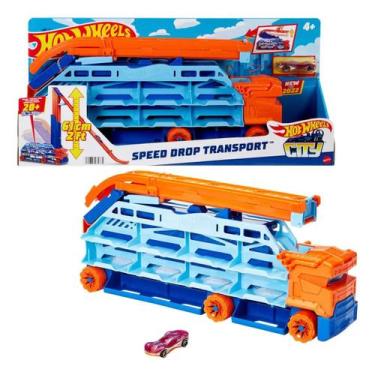 Imagem de Hot Wheels City Caminhão Speed Drop Transport 20 Carros Mattel