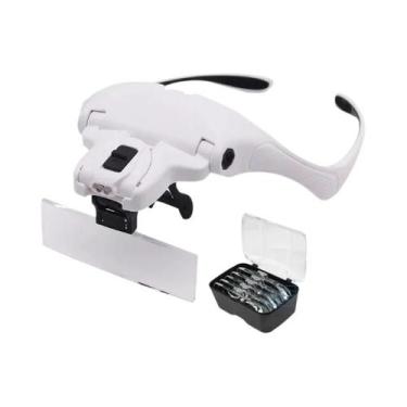 Imagem de Óculos De Aumento Com Luz LED Ajustável, 5 Lentes 1.0-3.5X, Lupa Ilumi
