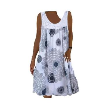 Imagem de Vestido Feminino Casual De Verão Com Estampa Digital, Decote Ombro a O