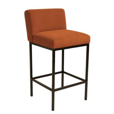 Imagem de Banqueta Viena Alta Estofada Veludo Terracota com Base Metal Preto Liberty Móveis
