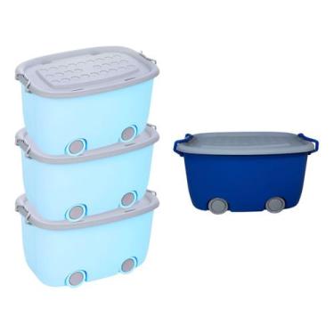 Imagem de Kit 4 Caixas De Brinquedos P/lego Livros Carrinhos - 3g E 1p - Tibaby,