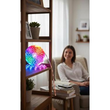 Imagem de Fita LED RGB 5m 5050 c/ Fonte e Controle 16 Cores 12V - Congratulation