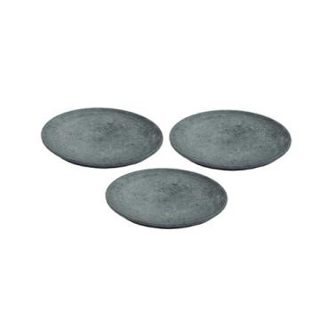 Imagem de Kit 3 Pratos Raso Redondo Pedra Sabão Sobremesa e Bolos 22cm - Industr