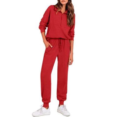 Imagem de Conjunto de Agasalho PRETTYGARDEN Feminino 2 Peças Vermelho G