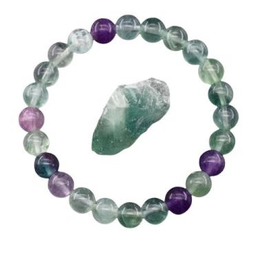 Imagem de Pulseira Fluorita 8mm Pedra Natural Proteção Equilíbrio Unissex - Cami