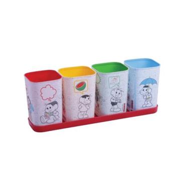 Imagem de Porta canetas organizador mesa turma da monica 5 pcs decorativo infant