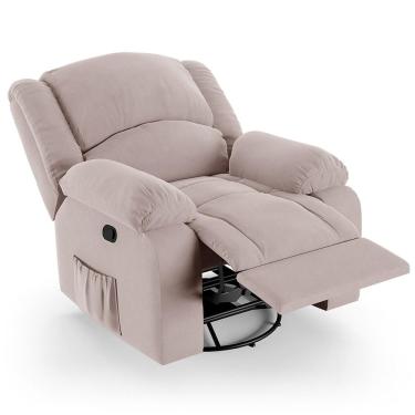 Imagem de Poltrona Do Papai Reclinável Pietra Glider Giratória Fh9 Veludo Rosê - Mpozenato