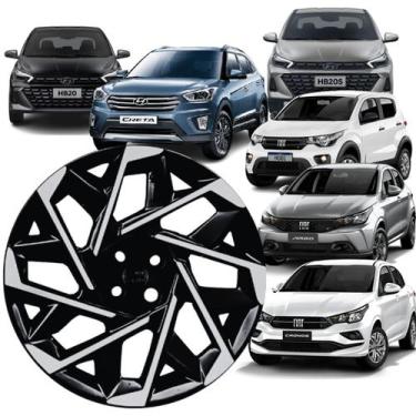 Imagem de 1 Calota Modelo Sport Creta 2025 Aro 14 Preto/Prata Cubo Baixo Parafus