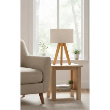 Imagem de Abajur Madeira Moderno Canto Mesa Sala Quarto Bivolt 39cm - Congratula