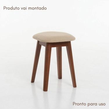 Imagem de Banqueta em Madeira Maciça Assento Estofado Onix Mel