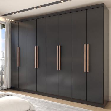 Imagem de Guarda-Roupa Casal King 8 Portas 4 Gavetas 100% Mdf Onix - Panorama Móveis