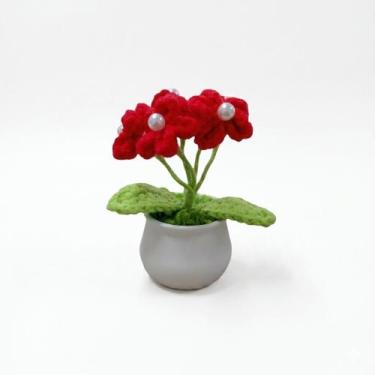 Imagem de Flor decorativa de crochê vaso plástico 10cm Sortida Mini Vasinho Arte
