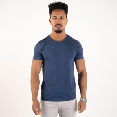 Imagem de Camiseta Básica Masculina Versatiold Algodão Egípcio, XXL, Azul marinh