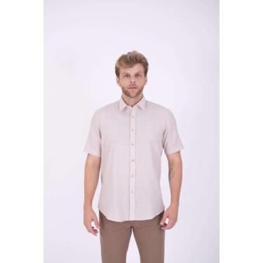 Imagem de Camisa Masculina Linho Manga Curta - JR, Caqui, 3