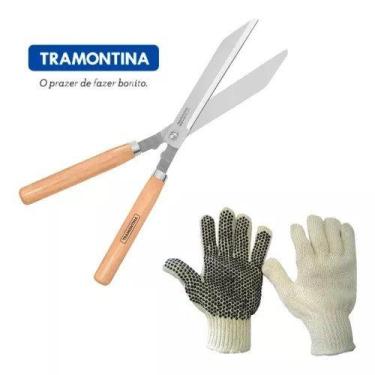 Imagem de Kit De Jardinagem Tesoura De Cortar Grama Com Luvas Pigmenta - TRAMONT
