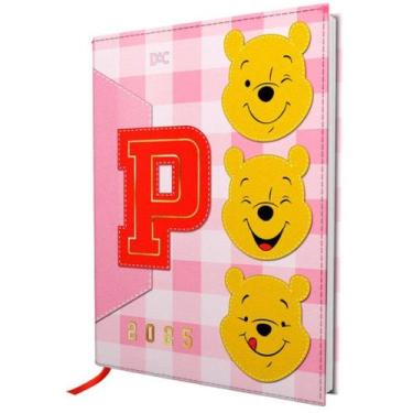 Imagem de Agenda Rosa 2025 Ursinho Pooh Disney Costurada A5 Capa Dura DAC Emborr