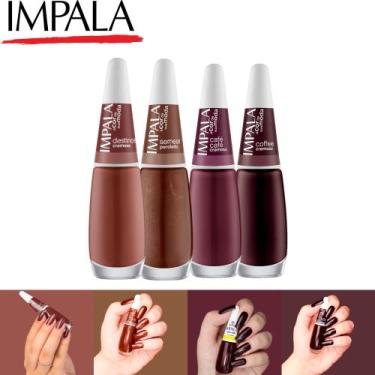 Imagem de Kit 8 Esmalte Impala Tons Laranjas e Roxo Cremoso Esmaltes Atacado, 4 